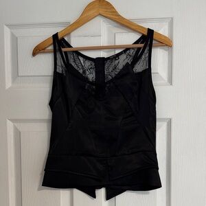 Elegant Black Lace Trim Women's Top